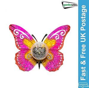Gardenwize Solar Metal Sunset Butterfly With LED Crackle Ball