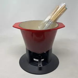 Olla para fondue Le Creuset - Hecha en Francia - Hierro fundido esmaltado rojo - Juego completo - Imagen 1 de 11
