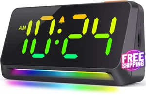 Reloj despertador súper fuerte digital con carga inalámbrica alarma para casa US - Picture 1 of 7