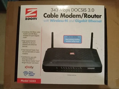 Zoom DOCSIS 3.0 Cable Modem/Router with Wireless-N Model 5352  - Image 1 of 2