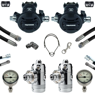 SF-1: Apeks XTX 50 Sidemount Set - Flex schwarz - Flex Inflator - SPG 0-300bar
