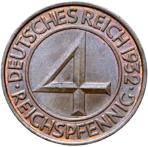 German Empire - J: 315 - Coin - 4 Reichspfennig 1932 A - Uncirculated UNC - Picture 1 of 2