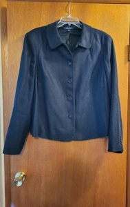 Lands' End Jacket Black 100% Linen Long Sleeves Pockets Sz 18W - Picture 1 of 9