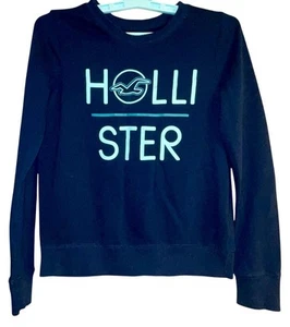 Hollister Navy Blue Women’s Cropped Crew Neck Sweatshirt Sz Small Y2K Hope EUC - Picture 1 of 6