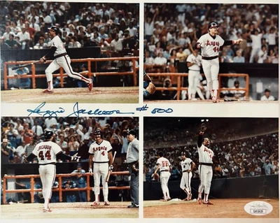 Reggie Jackson Autographed/Inscribed "#500" Angels 8x10 Photo JSA COA - Image 1 of 2