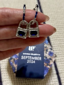 Bomb Party September 2024 Locket Earrings / Rhodium / Never Worn / Lab Sapphire - Picture 1 of 1