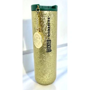 Starbucks Wicked Gold Crackle Stainless Steel Tumbler Emerald City Oz Charm 16oz - Picture 1 of 11