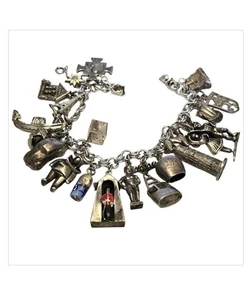 Vintage US and WORLD TRAVEL Sterling Silver CHARM BRACELET 67.5g 21 charms 7"½ - Picture 1 of 9