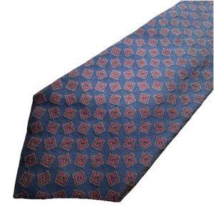 Polo Ralph Lauren Krawatte marineblau rot hellbraun geometrisch 4” x 57” Seide Handarbeit gebraucht, in einwandfreiem Zustand - Bild 1 von 6