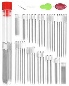 60 PCS Large Eye Sewing Needles, 6 Sizes Hand Sewing Needles, Leather Needle ... - Picture 1 of 6