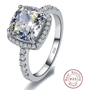 Moissanite Ring 925 Sterling Silver Eternity Engagement Wedding Women - Picture 1 of 2