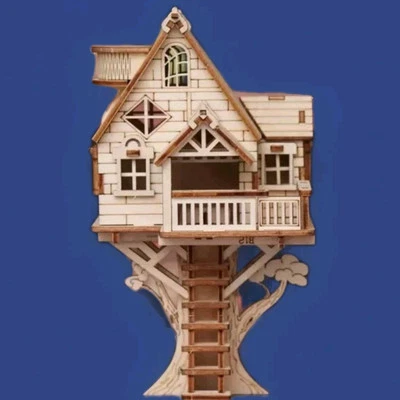 Rompecabezas de madera 3D casa en el árbol madera kit de artesanía ecológico sin pegamento/productos químicos Foto 1 de 4