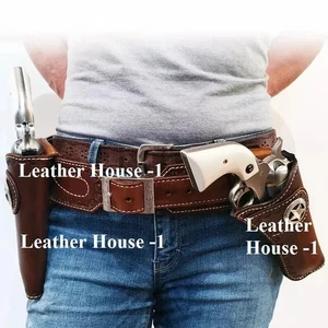 Cartridge Belt With Holster Ammo Loops Gun Holder .22 .32 .357 .38 .44.45. - Picture 1 of 6