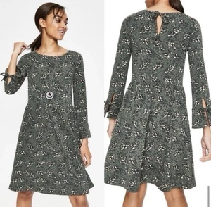 Boden Strick Jersey Posie Twirl Tageskleid grün Blumen Taschen Schlagärmel 14R - Bild 1 von 7
