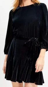 Loft Velvet Godet Mini Dress Black NWT Size XS Preppy Holidays Special Occasion - Picture 1 of 12