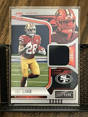 TREY SERMON 2021 PLAYBOOK ROOKIE 49ERS WORN JERSEY PATCH RELIC OKLAHOMA SOONERS! - Image 1 of 2