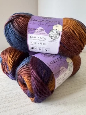 Lion Brand Landscapes Self Striping Yarn~Lot of 3 Skeins~Mountain Range #202AR - Image 1 of 4