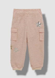 $68 Hannah Banana Girls Pink Faux Sherpa Star Jogger Pants Size 8 - Picture 1 of 4