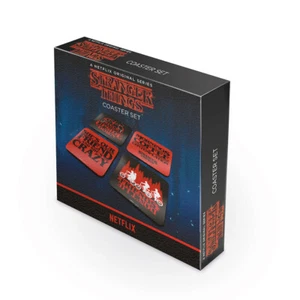STRANGER THINGS QUOTES 4 COASTER SET NEW GIFT BOXED 100 % OFFICIAL MERCHANDISE - Picture 1 of 2