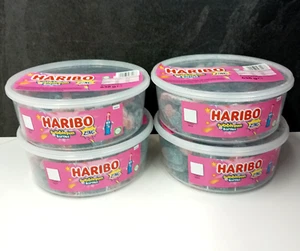 Haribo Fizzy Bubblegum Bottles Zing x 4 – Large Tubs 75 Sweets Each Jelly Candy - Picture 1 of 8