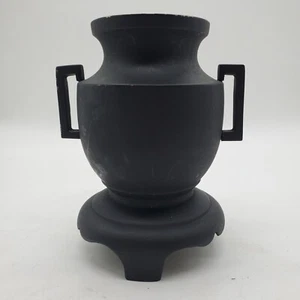 Antique Japanese Meiji Vase Black Bronze Vase With Handles - Picture 1 of 10