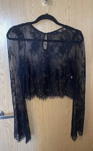 black lace long sleeve top size medium - Picture 1 of 4