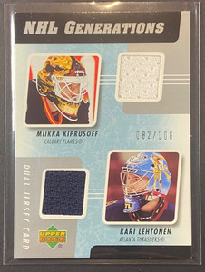 2006-07 Upper Deck Generations Dual Jersey Miikka Kiprusoff Kari Lehtonen 82/100