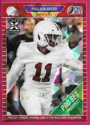 2021 Leaf Pro Set Metal Football PAULSON ADEBO Rookie XRC Red Crystal 35/50 - Image 1 of 2