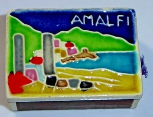 Fabulous Vintage Amalfi Matchbox Handmade Porcelain Top Unione Fiammiferi Italy - Picture 1 of 7