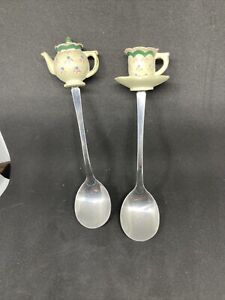 MINIATURE SPOONS WITH TEAPOT And Cup ORNAMENTS