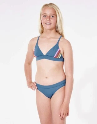 Conjunto de bikini Rip Curl para niñas Surf Revival gris L79347 niños grandes talla 8 Foto 1 de 2