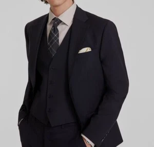 Calvin Klein Men's Black Wool Slim 2-Piece Maxwell Jacket & Pants Suit Size 42L - Picture 1 of 8