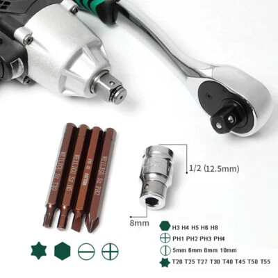 Hex,Slot,Phillips,Torx S2 Impact Bits 8mm Hex Shank Electric Screwdriver Bits - Image 1 of 4