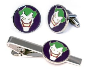 The Joker Cufflinks, Batman Justice League Tie Clip Wedding Cuff Links Groomsman - Picture 1 of 4