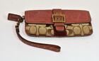 Auth Coach Signature Brown Mid Size 7" Wristlet Wallet Cell phone Holder 2004 CE