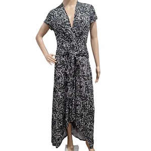 MICHAEL KORS Paisley Print Maxi Dress Short Sleeve Black/White Size S - Picture 1 of 12