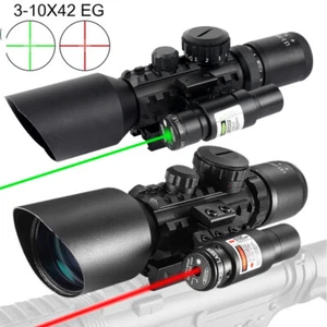 Rifle Scope Sight Red Green Dot Laser Reflex Optics 3-10x Zoom 11mm/20mm Rail - Picture 1 of 26