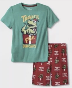 Cat & Jack Size X-LARGE 2pc Dinosaur Pajama Set Thankful For dinosaurs Pajamas - Picture 1 of 3