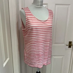 Oska Pink Stripe Size 2 / UK 12 Sleeveless Cotton / Hemp Mix Vest Lagenlook - Picture 1 of 7