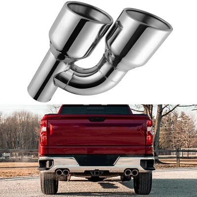 Para Chevy SILVERADO GMC SIERRA 1500 Doble 4" Salida Cuádruple Punta de Escape 2.5" Entrada Foto 1 de 4