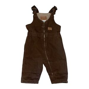 C.E. Schmidt Workwear for Kids Brown Denim Faux Sherpa Lined Overalls 12 Mo
