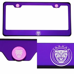 Candy Purple License Frame T304 Stainless Steel Laser Engraved New Jaguar Logo - Picture 1 of 11