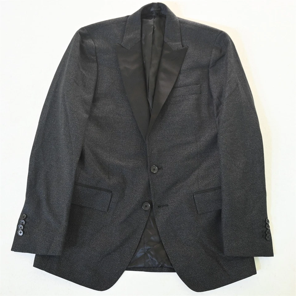 Ryan Seacrest 38S Black Slub Peak Mens Blazer Suit Jacket Sport Coat - Image 1 of 4