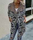 Supreme Fashion Gray Leopard Pocket Open Collared Cardigan Women's Size Medium