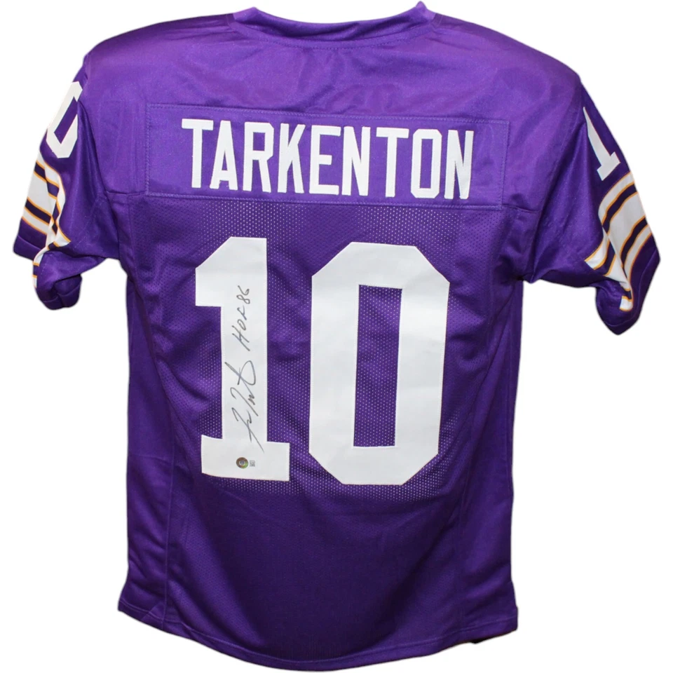 Fran Tarkenton Autographed/Signed Pro Style Purple HOF Jersey Beckett 44019 - Image 1 of 4