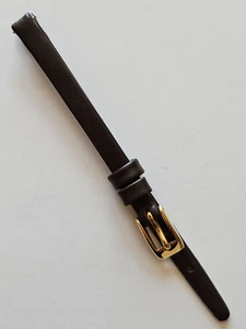 6 mm - Correa de reloj de cuero genuino superficie lisa marrón oscuro - (hebilla/pin dorado) - Imagen 1 de 3