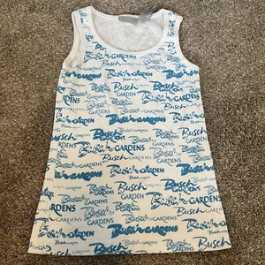 VTG Busch Gardens Girls Size Large Tank Top All Over SPELLOUT 100% Cotton - Picture 1 of 4