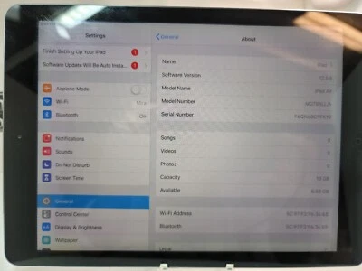 Apple iPad Air / 9.7" Model MD785LL/A / 16GB / Wi-Fi / Camera issue  ( M023 ) - Image 1 of 4