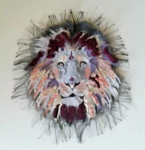 Lion Head Dark Large Handmade Embroidered Patch for Jacket Backing from Ukraine - Picture 1 of 7