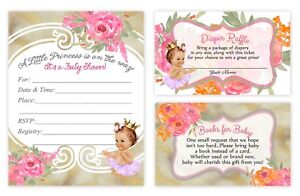 Baby Shower Invitations Girl Diaper Raffles and Book Card Insert Princess QTY 30